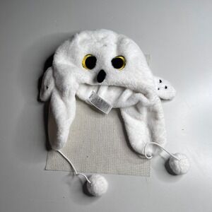 Harry Potter Hedwig Snowy Owl Faux Fur Trapper Hat White Plush Pom Pom 58cm